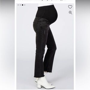 ▪️Black Raw Hem Straight Leg Raw Hem Crop Maternity Jeans 29